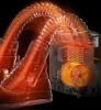 An abstract, stylized depiction of a boot dryer with glowing orange air flowing through it, highlighting its function. Produktbild-Vorschau