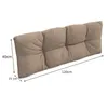 A beige cushion with dimensions indicated by measurement lines and text. Voir les images du produit