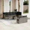10-tlg. Garten-Sofagarnitur mit Kissen Grau Poly Rattan Produktbild-Vorschau 1