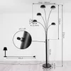 A diagram showing the dimensions of a black floor lamp with multiple lights. Produktbild-Vorschau