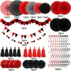 ZERODECO Tissue Pom Poms Set - Party Deko in Rot Schwarz Produktbild-Vorschau 2