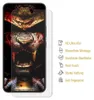 A smartphone screen protector with a graphic of a fierce tiger wearing samurai armor, accompanied by a list of product features. Produktbild-Vorschau