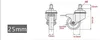 Technical drawing with dimensions of a caster wheel. Produktbild-Vorschau