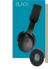 A black headphone and a replacement ear pad are shown against a blue and tan background. Produktbild-Vorschau