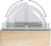 A clear product shot of a cooling serving platter with a wooden base and a transparent dome lid. Náhľad obrázku produktu