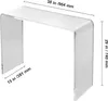A clear acrylic console table with dimensions indicated. Náhled obrázku produktu