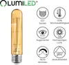 A product image featuring a vintage-style LED light bulb with accompanying feature icons and text. Produktbild-Vorschau