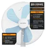 A close-up marketing image of a white Brandson stand fan with blue blades, featuring text overlays detailing its specifications and features. Anteprima dell’immagine prodotto