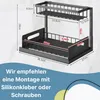 A two-tier kitchen organizer with dimensions labeled. Produktbild-Vorschau