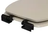 A close-up view of a beige toilet seat with black hinges, shown from a diagonal angle. Anteprima dell’immagine prodotto