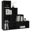 A black modular bookshelf unit with several compartments, displaying books and decorative items. Náhled obrázku produktu