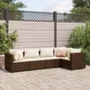 5-tlg. Garten-Lounge-Set mit Kissen Braun Poly Rattan Produktbild-Vorschau 2