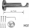 A product image showing a curtain rod bracket and its accessories, with a measurement indicator. Produktbild-Vorschau