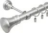 A close-up view of a silver curtain rod with clip rings. Produktbild-Vorschau