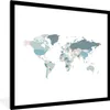 MuchoWow® MuchoWow® Gerahmtes Poster Weltkarte - Blau - Produktbild-Vorschau 1