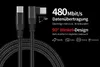 USB-C auf USB-C Schnellladekabel 2m 90° Winkelstecker Nylon Produktbild-Vorschau 2