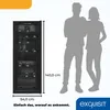 A wine cooler next to a silhouette of two people, with dimensions indicated. Produktbild-Vorschau