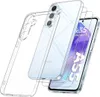 A clear phone case and screen protector are shown, with a phone partially visible underneath. Produktbild-Vorschau