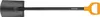 A Fiskars garden spade with a black metal blade and shaft, and an orange D-shaped handle, isolated on a white background. Anteprima dell’immagine prodotto