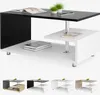 A modern black and white coffee table with multiple shelves and silver legs, presented on a white background. Several smaller images of the same table in different color variations are shown below. Produktbild-Vorschau
