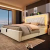 Polsterdoppelbett - 160x200 cm Beige ,Samtbezug - Produktbild-Vorschau 5