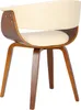 A chair with a curved wooden frame and a cream upholstered seat and back. Náhľad obrázku produktu