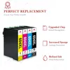 A group of printer ink cartridges with text and icons highlighting their features. Produktbild-Vorschau