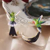 Damen-Ohrringe, fliegender Kolibri, Emaille-Legierung, Produktbild-Vorschau 4