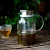 Glaskaraffe 1,5L mit Edelstahl Filter und Relief Wasserkrug Produktbild-Vorschau 2