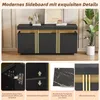 Credenza Merax nera con effetto marmo, 140x38x70cm, 3 ante, Anteprima dell’immagine prodotto 3