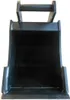 A black excavator bucket is shown against a white background. Produktbild-Vorschau
