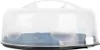 A cake carrier with a clear lid and a black base, containing two white spheres on a blue insert. Produktbild-Vorschau