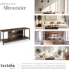 A collage of images showing a TV stand in different room settings, along with a product shot and text. Produktbild-Vorschau