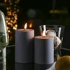LED Stumpenkerze MIA - Kunststoff - realistische 3D Flamme - H: 10cm - outdoor - grau Produktbild-Vorschau
