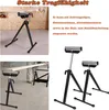 A collage of images showing adjustable roller stands for woodworking and metalworking, with text in German describing their load capacity and applications. Náhled obrázku produktu