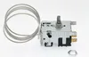 A refrigerator thermostat with a coiled capillary tube and a mounting nut on a white background. Produktbild-Vorschau