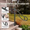 A dark gray metal handrail installed on outdoor steps next to a house. Náhled obrázku produktu
