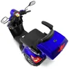 A blue electric scooter shown from a high angle. Produktbild-Vorschau
