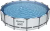 A round above-ground swimming pool filled with water. Produktbild-Vorschau