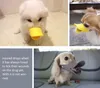 Collage of dogs wearing duck-billed muzzles, with a text box on the left. Produktbild-Vorschau