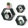 IvoQ Hexagon Wandregale – Schwarz – 3er Set – Schwebende Produktbild-Vorschau 1