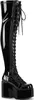 A single black patent leather boot with a platform sole and laces. Produktbild-Vorschau