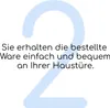 A large, stylized number '2' is superimposed over a white background, with German text describing a delivery service. Produktbild-Vorschau
