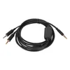 A black audio cable with a volume control and multiple connectors. Náhled obrázku produktu