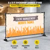 A banner stand with a backdrop promoting event management and website themes. Produktbild-Vorschau