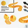 A collage showcasing a 3D printed snake toy in gold, with other color options shown in the background, and a snake emerging from an egg-like structure. Voir les images du produit