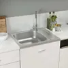 Küchenspüle mit Abtropfset Silbern 500x600x155 mm Edelstahl Produktbild-Vorschau 3