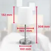 A table lamp with dimensions indicated by red lines and text. Podgląd zdjęcia produktu