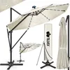 A collage of images showcasing a beige cantilever umbrella, its cover, and a folded umbrella. Náhľad obrázku produktu