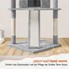A close-up view of a grey cat tree with a ramp, showing its texture and construction. Podgląd zdjęcia produktu